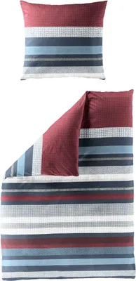 Produktbild von JACK by Bierbaum Seersucker Bettwäsche 2 tlg. 135x200cm Traumstreifen Rot Blau Braun Creme Baumwolle