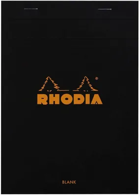 Image de Bloc-notes Rhodia, DIN A5 14,8x21cm, 80 feuilles, 80g, blanc noir