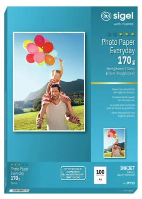 Obrázok produktu pre Sigel® IP715 Inkjet Photo Paper Everyday - A4, vysoký lesk, 170 g/m², 100 listov