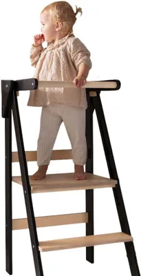 Productafbeelding van Inklapbare houten Montessori-leertoren, verstelbaar en zwart
