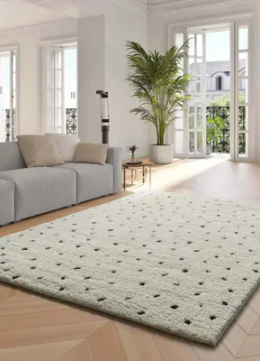 Produktbild von ATTICGO Hochflorteppich ATESA Skandinavisch shaggy in Weiß/Schwarz, 200x290 cm