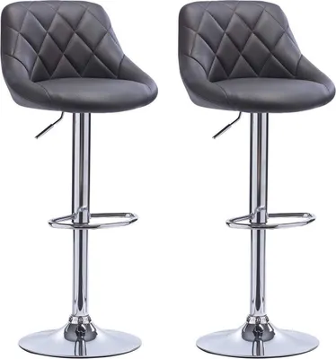 Produktbild von Designer Barhocker – Grau – Samt – Ergonomisch – Verstellbar – Sitzhöhe 60–82cm – 2er Set