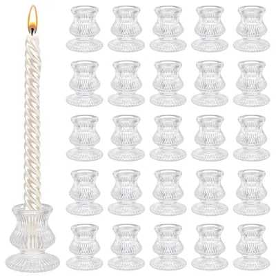 35 Gläserne Kerzenhalter für Stabkerzen, klar, 5,95 cm