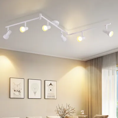 Immagine prodotto di ZMH faretto da soffitto 6 fiamme lampada da soffitto soggiorno luce da soffitto design moderno bianco faretto da interno metallo GU10 spot da soffitto 350 ° girevole spot per camera da letto corridoio cucina (senza lampadine)