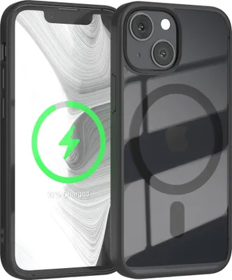 Produktbild von EAZY CASE Clear MagSafe Case für Apple iPhone 13 Mini, Qi-Charging, Silikon mit Kameraschutz, Bumper Case in Schwarz
