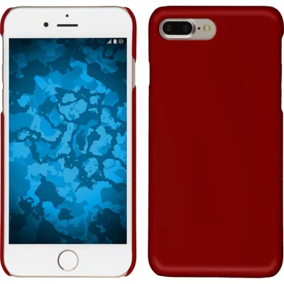Produktbild von PhoneNatic Case kompatibel mit Apple iPhone 8 Plus - Hülle rot gummiert Hard-case + 2 Schutzfolien