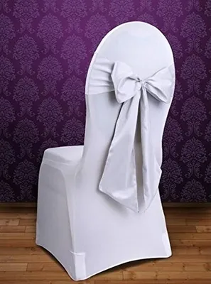 Produktbild von Set mit 10 Satin-Stuhlhussen für Hochzeiten und Veranstaltungen, weiß