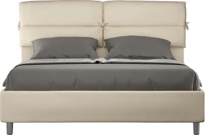 Produktbild von ITYHOME - Gepolstertes Bett mit Bettkasten 160x200 mit Kunstlederbezug Taubengrau Nandy