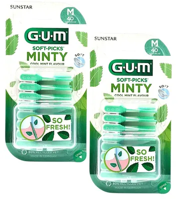 Produktbild von GUM SOFT-PICKS Minty Medium  2x 40 Stück mit Reiseetui