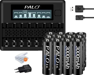 Zdjęcie produktu dla Akumulatory Ni-MH 1,2 V AA, pojemność 3000 mAh, technologia NI-MH, 12 sztuk AA i 1 ładowarka