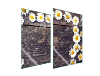 Immagine prodotto di Piastre coprifornelli 2 pezzi 35x52 coprifornelli in Vetroceramica tagliere in vetro margherita legno