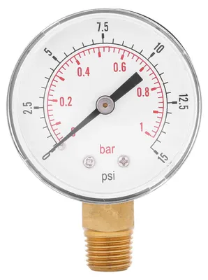 Mini-Druckmessgerät 52 mm, 0-15 psi / 0-1 bar, BSPT
