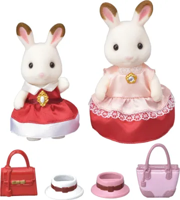 Immagine prodotto di Sylvanian Families Town Series Schokoladenhasen Fashion Set, Mutter Flora, Tochter Luna, Hase, Spielzeug, 6001