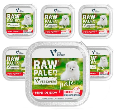 Produktbild von Raw Paleo Pate Mini Feuchtfutter Für Welpen Mit Rind 6x150g