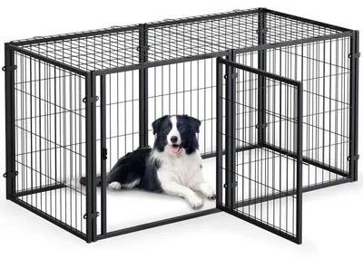 Immagine prodotto di Gabbia per cani in metallo - 120x60x60 cm, nera - Adatta per cani di taglia media e grande