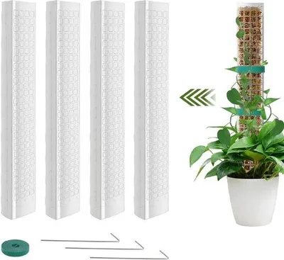 Obrázek produktu pro 4 ks plastových opěrných tyčí – 60 cm – květináče – háčky a uzávěr na hadici