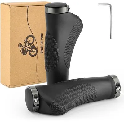 Produktbild von Ergonomische Fahrradgriffe – Rutschfest – Stoßdämpfend – 130 mm – Sicherheitsgriffe – Langlebiges Gummi – Fahrradlenkergriffe