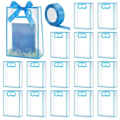 Image de Solidchoice - Coffret de 15 sacs cadeaux transparents avec cordon, idéal pour les fêtes