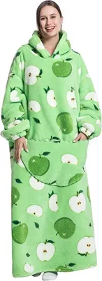 Obrázek produktu pro ASKSA Nadměrná deka s kapucí, nositelná deka ze sherpa fleecu, Zelené jablko