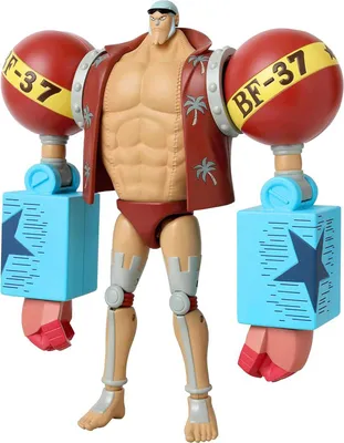 A full-body shot of a Franky action figure from One Piece.
