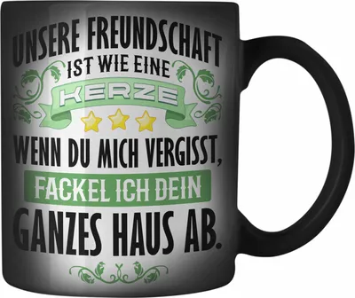 Produktbild von Trendation - Beste Freundin Freund Farbwechsel Zauber-Tasse Geschenk Beste Freundinnen Geburtstag Lustig Freundinnen Spruch Becher - Freundschaft Wie Eine Kerze (Schwarz)