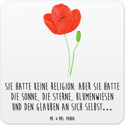 Produktbild von Mr. & Mrs. Panda Tischuntersetzer Blume Mohnblume 6er Set - Weiß - Geschenk, Religion, Motivation, Glaube, Untersetzer für Gläser, Tassen-Untersetzer, Mohn, Tassen