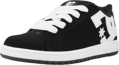 A black DC Shoes Court Graffik sneaker with white laces and white DC logo on the side.