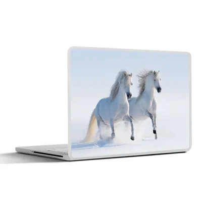Produktbild von MuchoWow® Laptop Aufkleber Sticker Cover Winter - Pferde - Schnee 32.5x23.5 cm - Sticker für Laptop - Selbstklebend