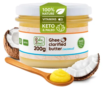 Produktbild von PALCE LIZAĆ Ghee Butter Kokos 200 g Geklärte | Ayurveda, Laktosefrei, Glutenfrei | Butterreinfett, nur aus der Milch von Weidekühen, Keto