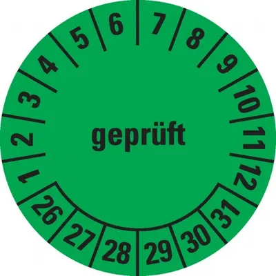 Produktbild von Dreifke® Prüfplakette  26-31, grün, Dokumentenfolie, selbstklebend, Ø ...
