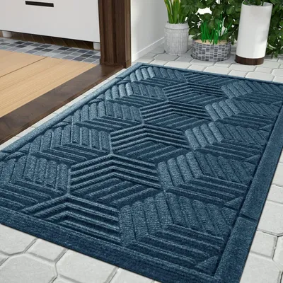 Immagine prodotto di Tappetino antiscivolo, ideale per raccogliere lo sporco, lavabile, resistente alle intemperie, colore blu, dimensioni 75 x 43 cm