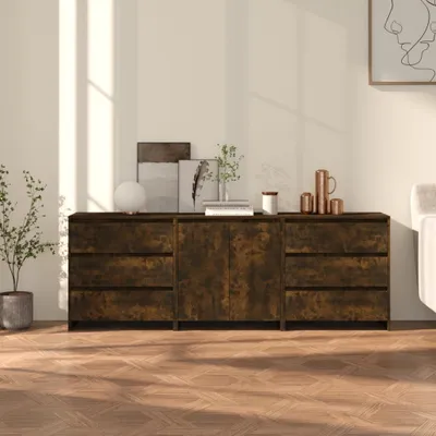 Produktbild von vidaXL 3-tlg. Sideboard Räuchereiche Holzwerkstoff