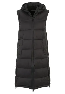 Produktbild von Betty Barclay Damen Weste gepolstert, mit Kapuze, langer Schnitt, Zweiwege-Reißverschluss, 100 cm, Schwarz