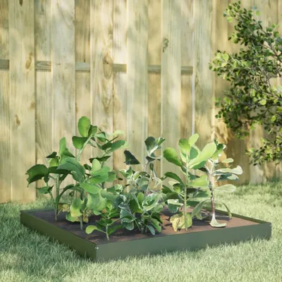 Zdjęcie produktu dla Maison Exclusive – podwyższona grządka ogrodowa w kolorze oliwkowym 100 x 100 x 18,5 cm, stal