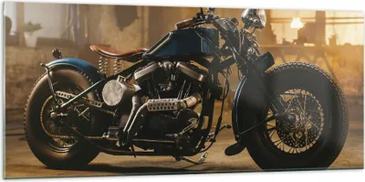 Produktbild von Bilder auf glas - Einteilig - Motorrad Motor - 120x50cm - Glasbilder - Wandbilder - Bilder - zum Aufhängen bereit - Wanddekoration aus Glas - Glas Bilder - Wandbild auf Glas - GAB120x50-4233