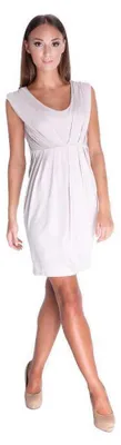 Produktbild von Damen MAMA Kleid Umstandsmode V-Ausschnitt ohne Ärmel; Beige XXL/3XL 44/46