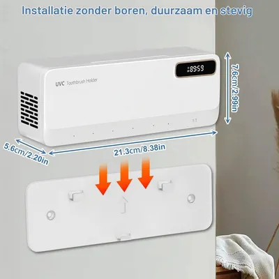 Produktbild von Zahnbürstenhalter UV-Desinfektion - Wandmontage - 5 Halter - Wiederaufladbar