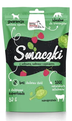 Obrázek produktu pro Pamlsky pro psy s hovězím masem, malinami a špenátem