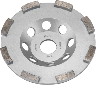 Produktbild von Makita Diamantschleifscheibe B-48561, professionelles Werkzeug zum Schleifen und Polieren von Beton de, Diamanttechnologie de, strapazierfähiges Design, überlegene Leistung, metallische Farbe.