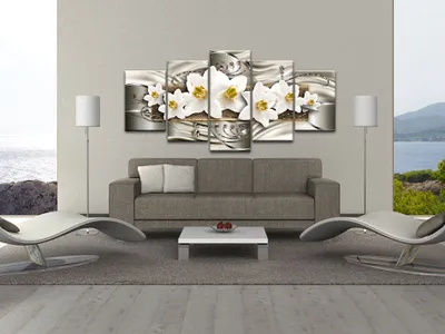 Produktbild von Akustikbild Blumen 200x100 cm Bilder Akustikschaum Hochleistungsschallabsorber Schallschutz Leinwand 5 tlg Wandbild Raumakustik Schalldämmung b-A-0189-b-n