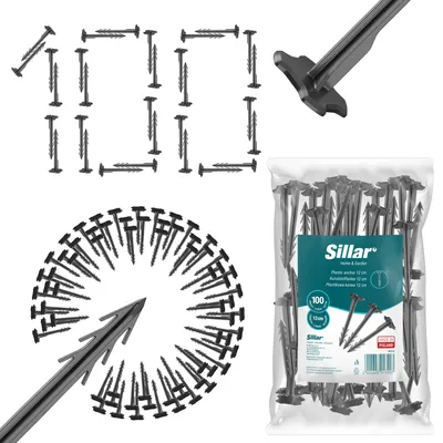 Obrázek produktu pro Sillar kolíky Kotva pro agrotextilie 100 kusů o tloušťce 12 cm
