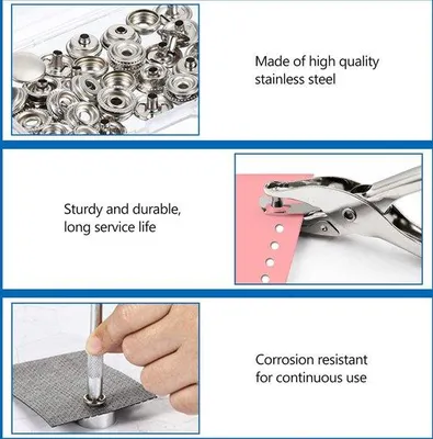 Produktbild von Famanu Druckknopfset 200 Stück mit Zange – Metall für Kleidung und Accessoires