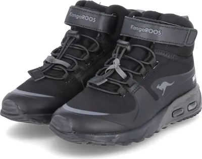 A pair of black KangaRoos boots on a white background.