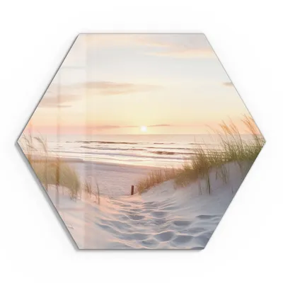 Produktbild von DEQORI Glasbild Echtglas 40x35 cm 'Abendruhe am Strand' Wandbild Bild modern Deko
