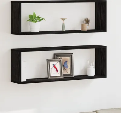 Produktbild von Möbel Wandregale - Set mit 2, Schwarz Eiche, 80x15x26 cm, Aus Holzwerkstoff - Wandregale 862643