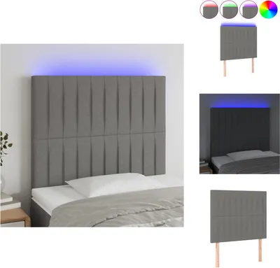 Produktbild von vidaXL LED Kopfteil Dunkelgrau 90x5x118/128 cm Stoff -  Kopf- & Fußenden