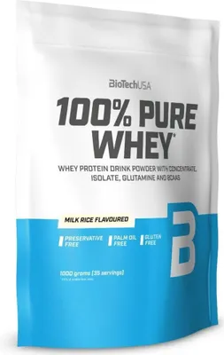 Obrázok produktu pre BioTech USA 100% Pure Whey 1000 g mliena rya / Srvtkov whey proteny / Lahodn srvtkov proten obohaten o bromealn a extra aminokyseliny
