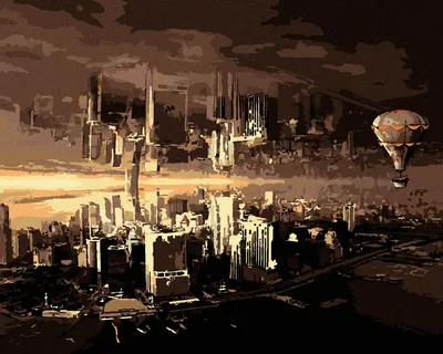 Immagine prodotto di Zuty - Dipingere con i numeri - CITTÀ NEL RIFLESSO, 40x50 cm, senza cornice e senza tela
