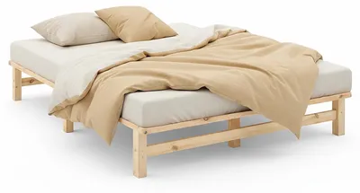 Image de Lit Palette 140x200 cm Lit en bois massif Mobilier Palette Futon