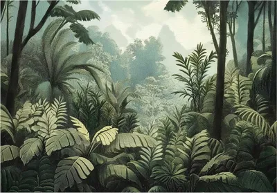 Produktbild von Fototapete - Dschungel Wald Grün - 350x250 cm - inklusive kleister - Vlies Tapete - Vliestapete Wohnzimmer Schlafzimmer Küche Modern Wandtapete